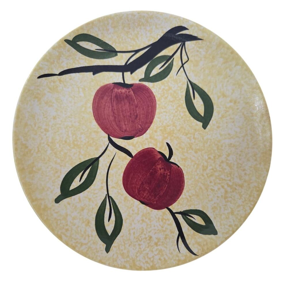 Vtg Blue Ridge Pottery Red Apple Ruffle Ripple Edge Sponge Paint Yellow